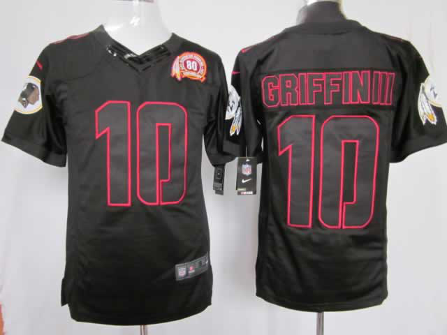 Nike Redskins 10 Griffin III Black Impact Limited 80th Jerseys
