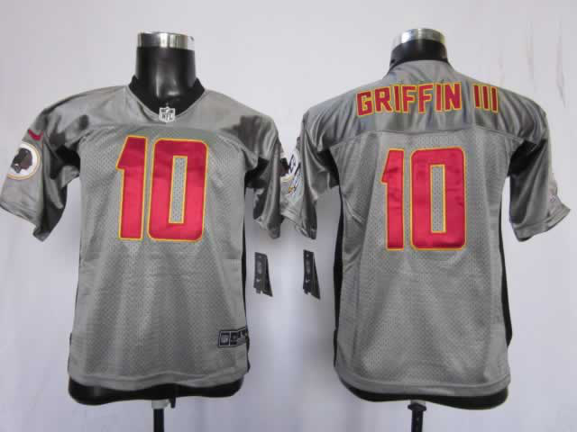 Nike Redskins 10 Griffin III Grey Kids Elite Jerseys
