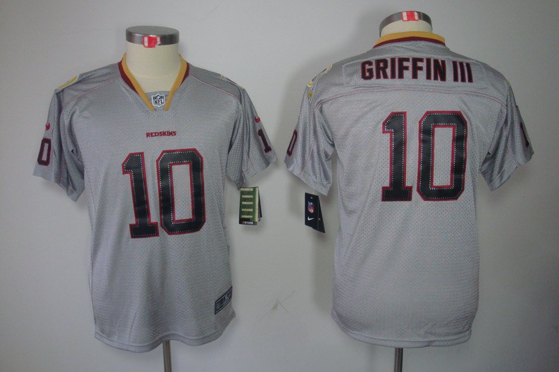Nike Redskins 10 Griffin III Lights Out Grey Elite Kids Jerseys