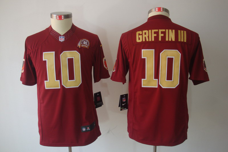 Nike Redskins 10 Griffin III Red Golden number Kids Limited Jerseys