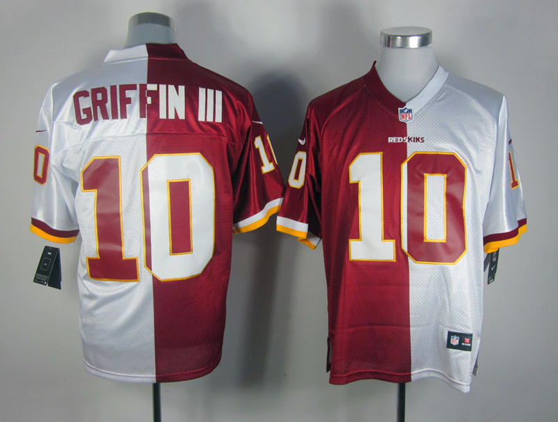 Nike Redskins 10 Griffin III White&Red Split Elite Jerseys Nike Redskins 10 Griffin III White&Red Split Elite Jerseys