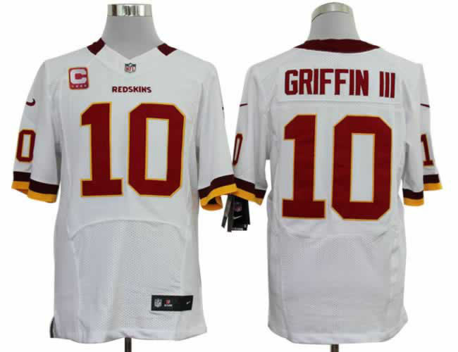 Nike Redskins 10 Griffin III White Elite C Patch Jerseys