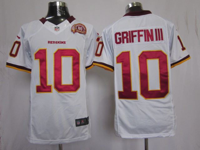 Nike Redskins 10 Griffin III White Limited 80th Jerseys