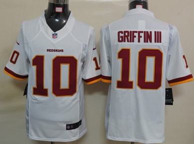 Nike Redskins 10 Griffin III White Limited Jerseys