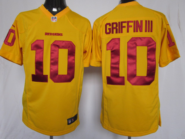 Nike Redskins 10 Griffin III Yellow Game Jerseys