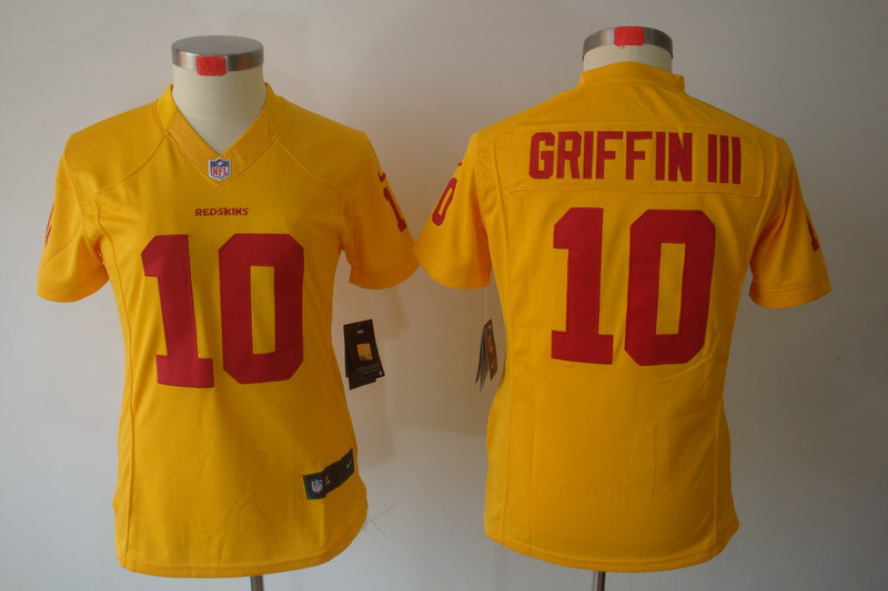 Nike Redskins 10 Griffin III Yellow Women Limited Jerseys