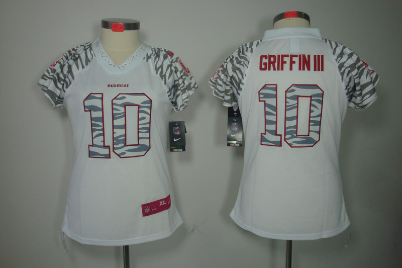 Nike Redskins 10 Griffin III Zebra Women Field Flirt Jerseys