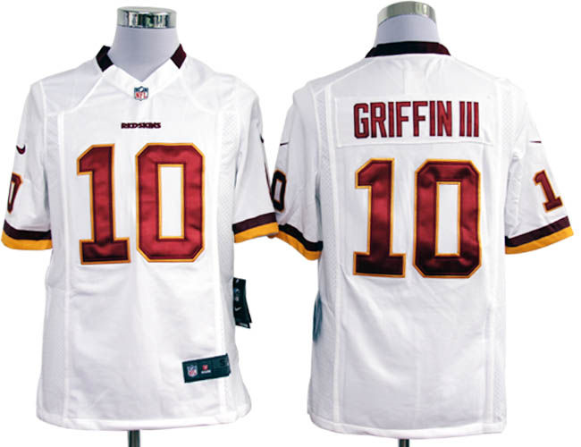 Nike Redskins 10 Griffin III white Game Jerseys
