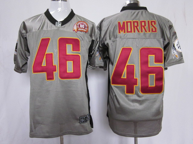 Nike Redskins 46 Morris Grey Elite 80th Jerseys