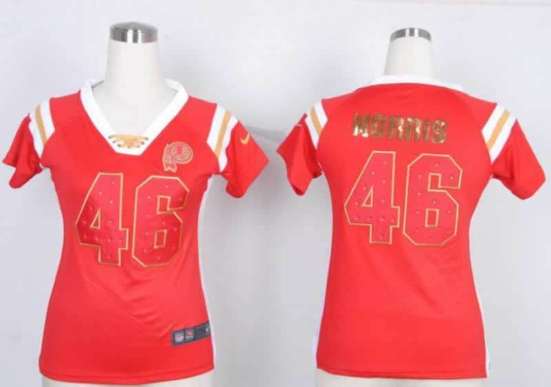 Nike Redskins 46 Morris Red Women's Handwork Sequin lettering Fashion Jerseys