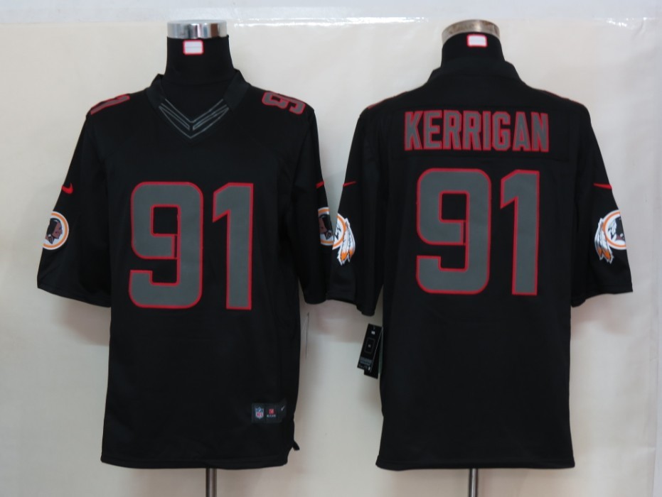Nike Redskins 91 Kerrigan Black Impact Limited Jerseys