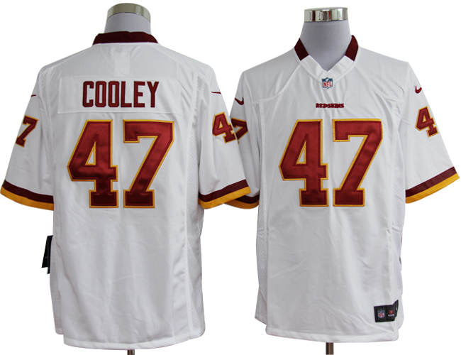 Nike Redskins COOLEY 47 White Game Jerseys - Click Image to Close