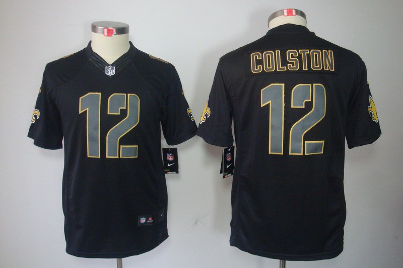 Nike Saints 12 Colston Black Impact Kids Limited Jerseys