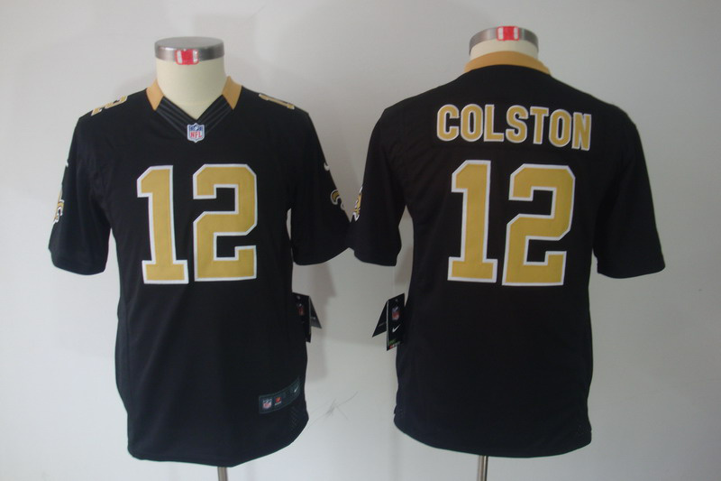 Nike Saints 12 Colston Black Kids Limited Jerseys