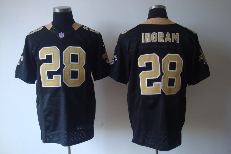 Nike Saints 28 Ingram black elite jerseys