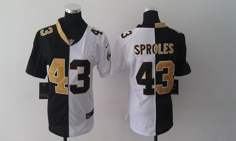 Nike Saints 43 Sproles Black&White Women Split Elite Jerseys Nike Saints 43 Sproles Black&White Women Split Elite Jerseys