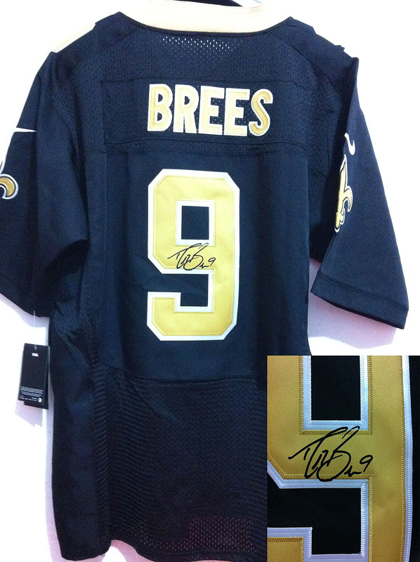 Nike Saints 9 Brees Black Signature Edition Jerseys