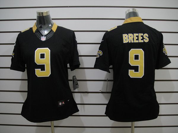 Nike Saints 9 Brees Black Women Limited Jerseys - Click Image to Close