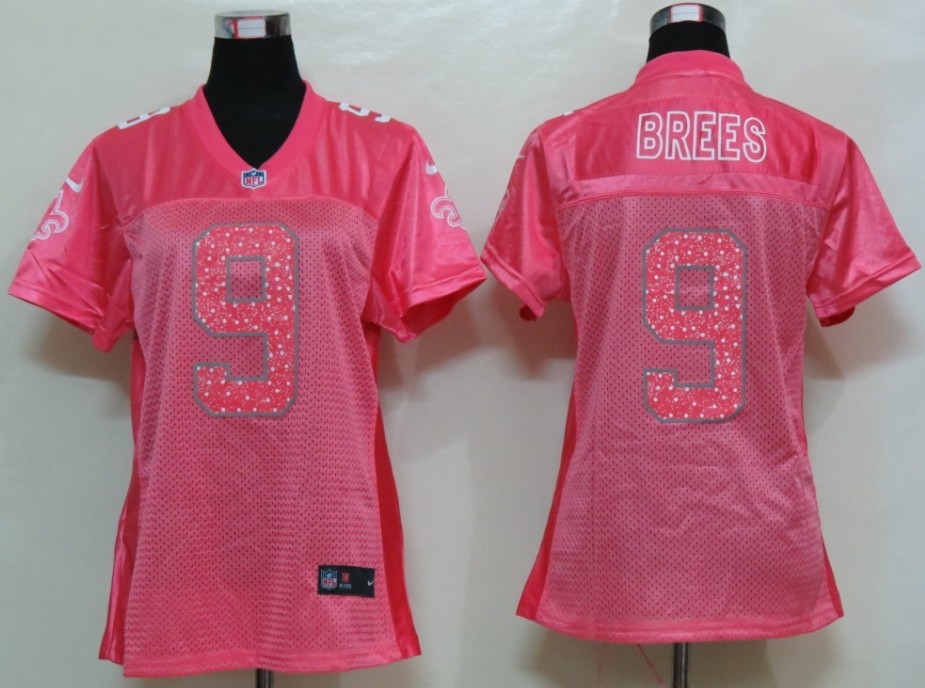 Nike Saints 9 Brees Pink Fem Fan Women Elite Jerseys