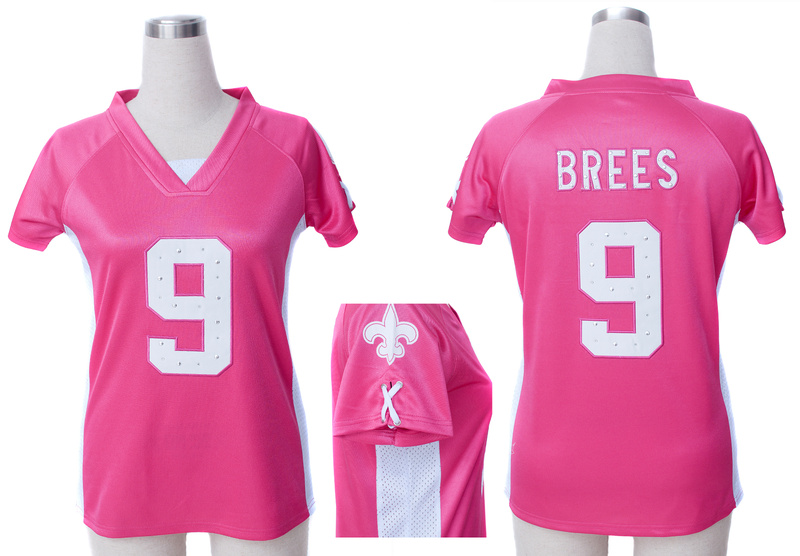 Nike Saints 9 Brees Pink Women Draft Him II Top Jerseys - Click Image to Close