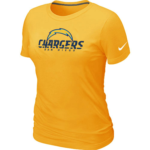 Nike San Diego Chargers Authentic Logo Women's T-Shirt Yellow