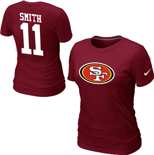 Nike San Francisco 49ers 11 SMITH Name & Number Women's T-Shirt Red