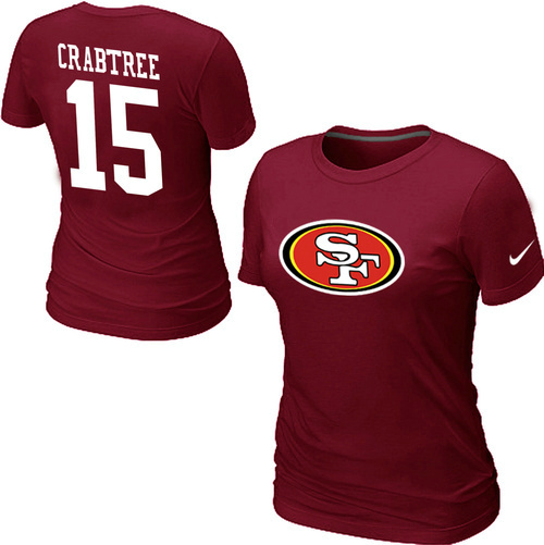Nike San Francisco 49ers 15 CRABTREE Name & Number Women's T-Shirt Red