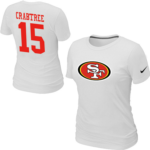Nike San Francisco 49ers 15 CRABTREE Name & Number Women's T-Shirt White