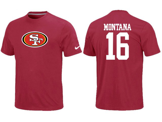 Nike San Francisco 49ers 16 Montana Name & Number T-Shirt Red