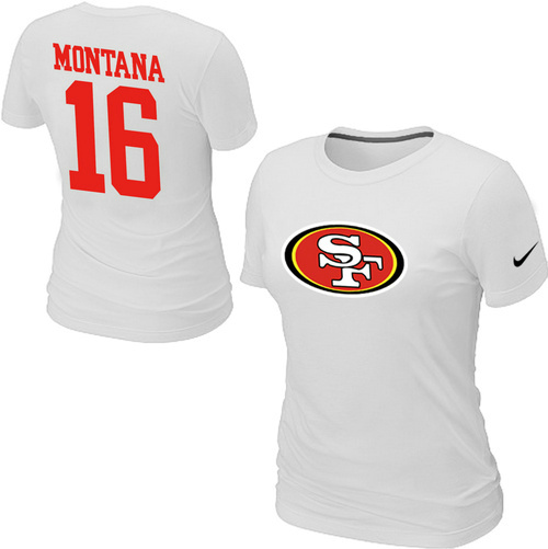 Nike San Francisco 49ers 16 Montana Name & Number Women's T-Shirt White