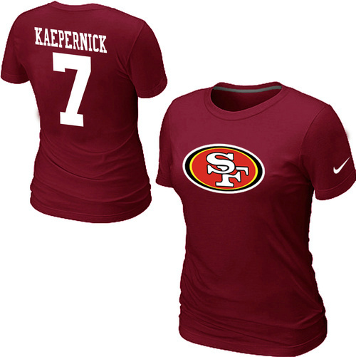 Nike San Francisco 49ers 7 Kaepernick Name & Number Women's T-Shirt Red
