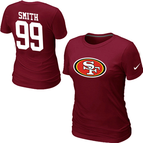 Nike San Francisco 49ers 99 SMITH Name & Number Women's T-Shirt Red