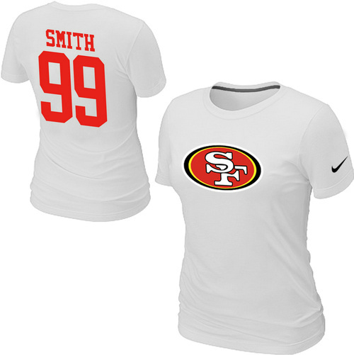 Nike San Francisco 49ers 99 SMITH Name & Number Women's T-Shirt White