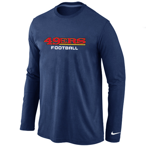 Nike San Francisco 49ers Authentic font Long Sleeve T-Shirt Black D.Blue