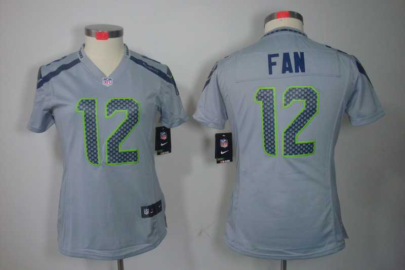 Nike Seahawks 12 Fan Grey Women Limited Jerseys