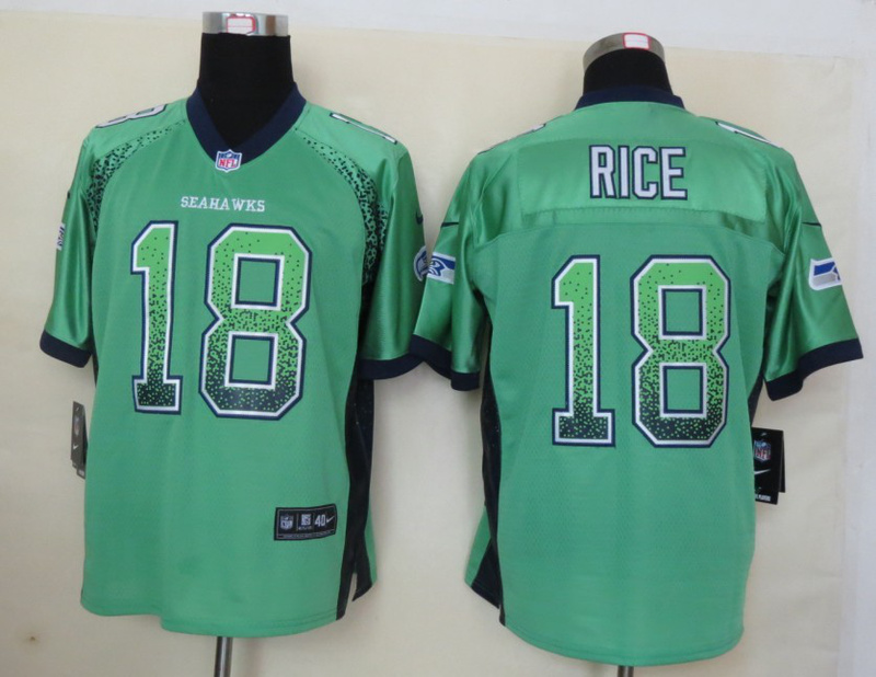 Nike Seahawks 18 Rice Green Elite Drift Jersey - Click Image to Close