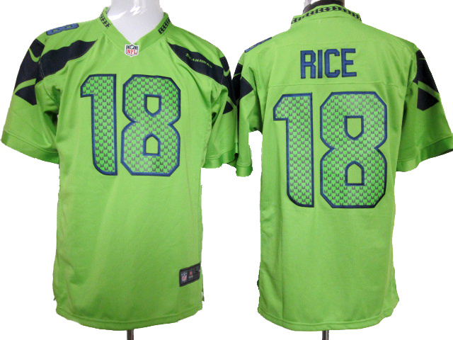 Nike Seahawks 18 Rice Green Game Jerseys