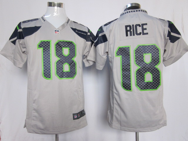 Nike Seahawks 18 Rice Grey Game Jerseys