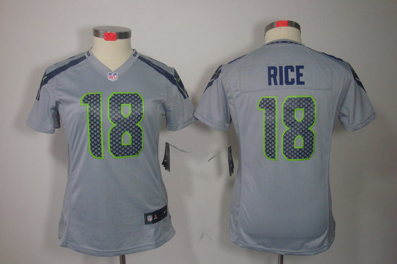 Nike Seahawks 18 Rice Grey Women Limited Jerseys