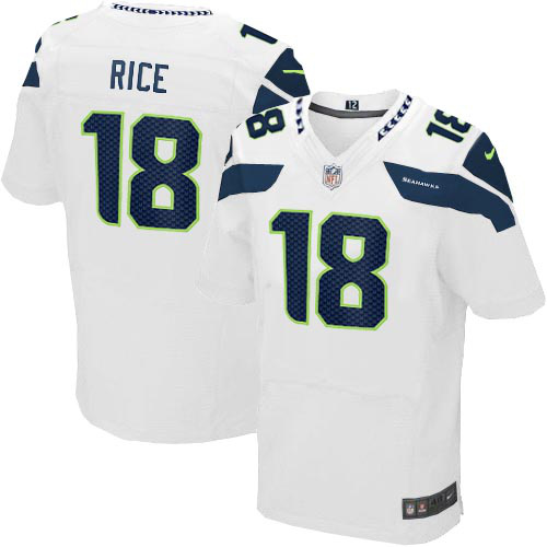 Nike Seahawks 18 Rice White Elite Jerseys