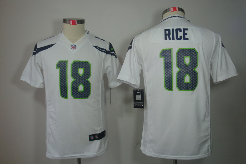 Nike Seahawks 18 Rice White Kids Limited Jerseys