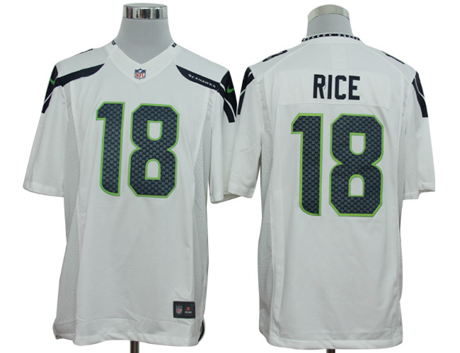 Nike Seahawks 18 Rice White Limited Jerseys