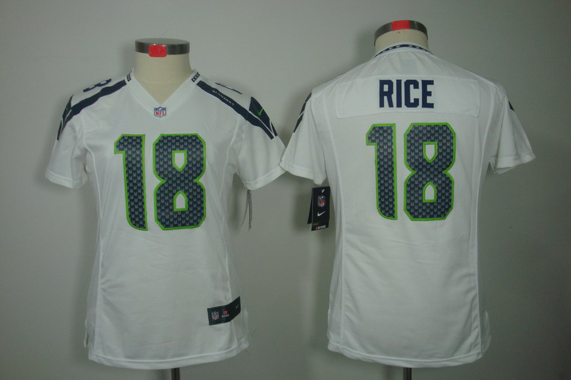 Nike Seahawks 18 Rice White Women Limited Jerseys