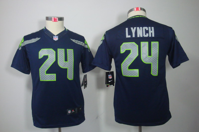 Nike Seahawks 24 Lynch Blue Kids Limited Jerseys