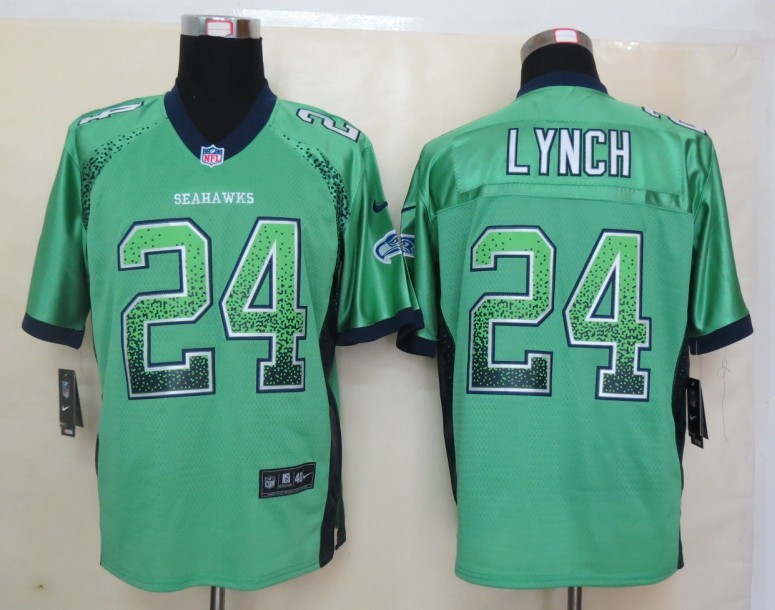 Nike Seahawks 24 Lynch Green Elite Drift Jersey