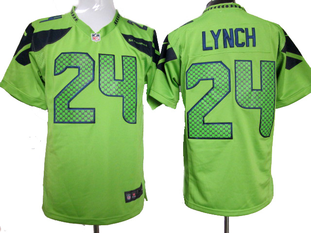 Nike Seahawks 24 Lynch Green Game Jerseys - Click Image to Close
