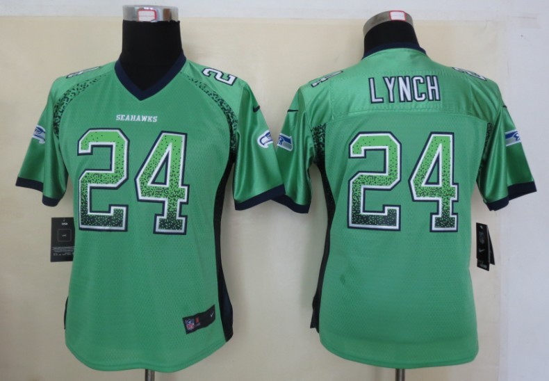 Nike Seahawks 24 Lynch Green Women Elite Drift Jersey - Click Image to Close