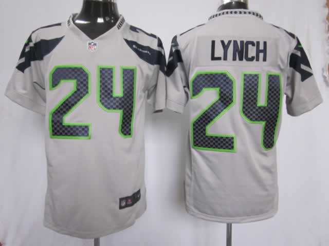 Nike Seahawks 24 Lynch Grey Game Jerseys
