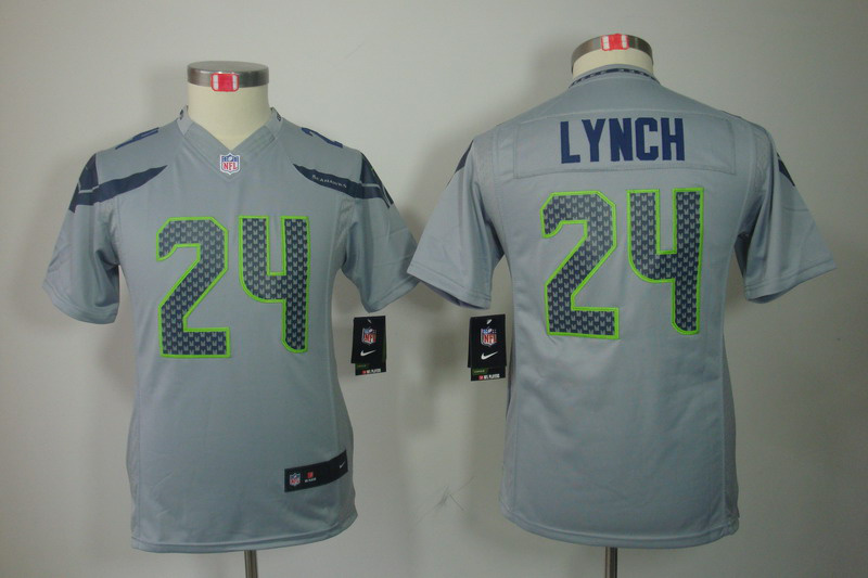 Nike Seahawks 24 Lynch Grey Kids Limited Jerseys