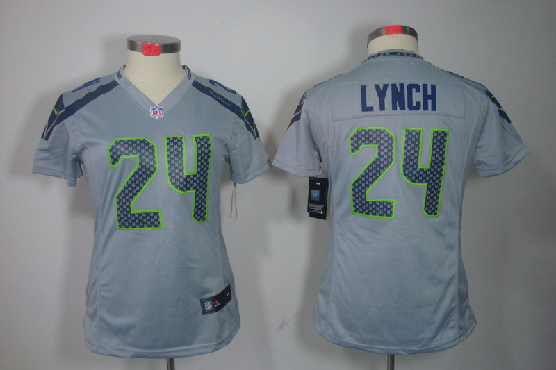 Nike Seahawks 24 Lynch Grey Women Limited Jerseys
